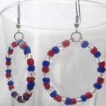 Red, White, And Blue Patriotic Hoop Earrings
