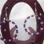 Red, White, And Blue Patriotic Hoop Earrings