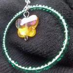 Green Hoops And Yellow Butterflies Earrings -..