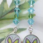 Blue And Green Butterfly Earrings - Springtime!