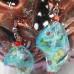 Twisted Turquoise Glass Beaded Earrings