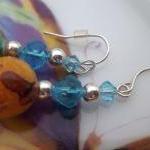 Marbled Beads And Turquoise Swarovski Crystals..