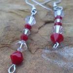 Red And Clear Swarovski Crystal Earrings
