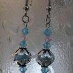 Teal Pearls And Swarovksi Crystals Earrings