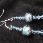 Teal Pearls And Swarovksi Crystals Earrings