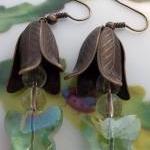 Vintaj Tulips And Green Butterflies Earrings