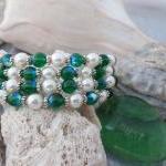 Peacocks And Pearls Bracelet