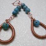 Turquoise Jasper And Copper Spirals Earrings