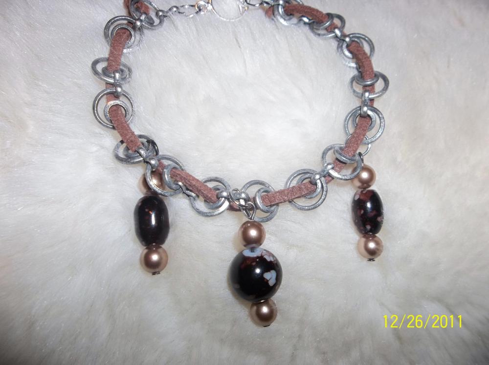 Leather And Chain Bracelet