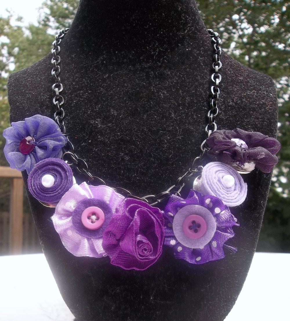 Purple Spring Flowers Necklace