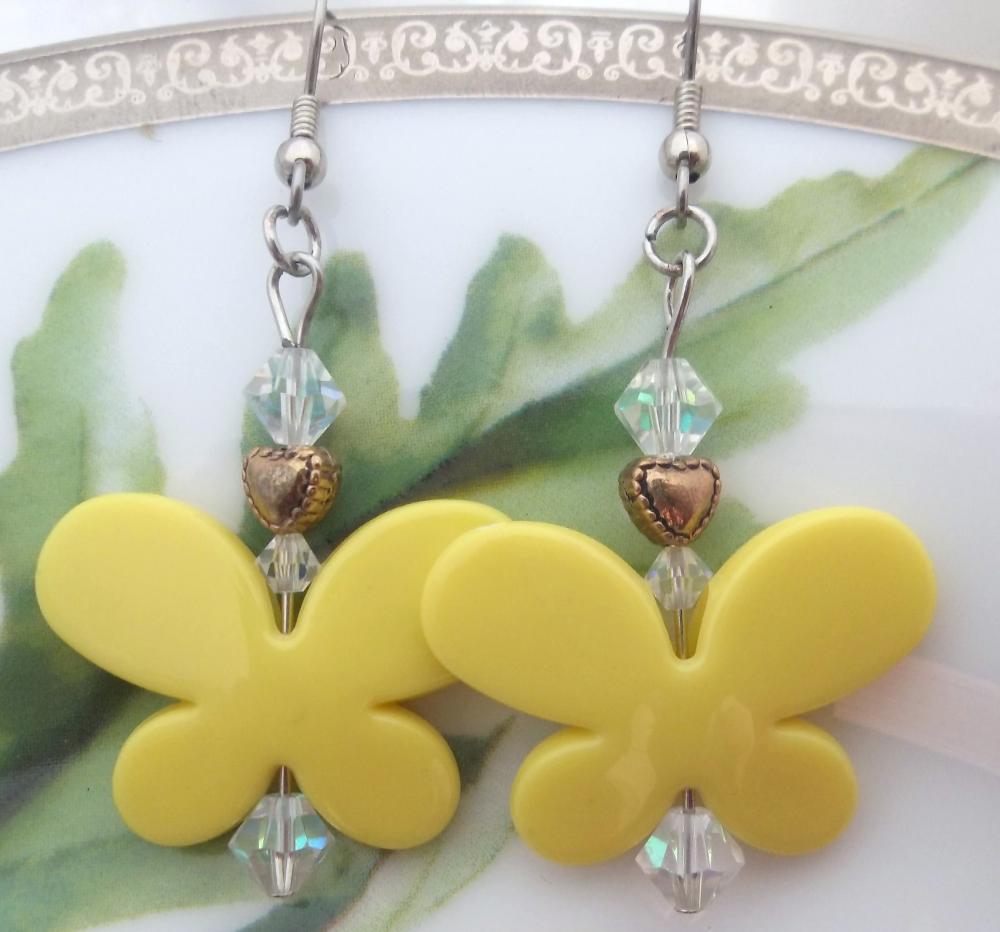 Yellow Butterfly Earrings For Spring/summer!