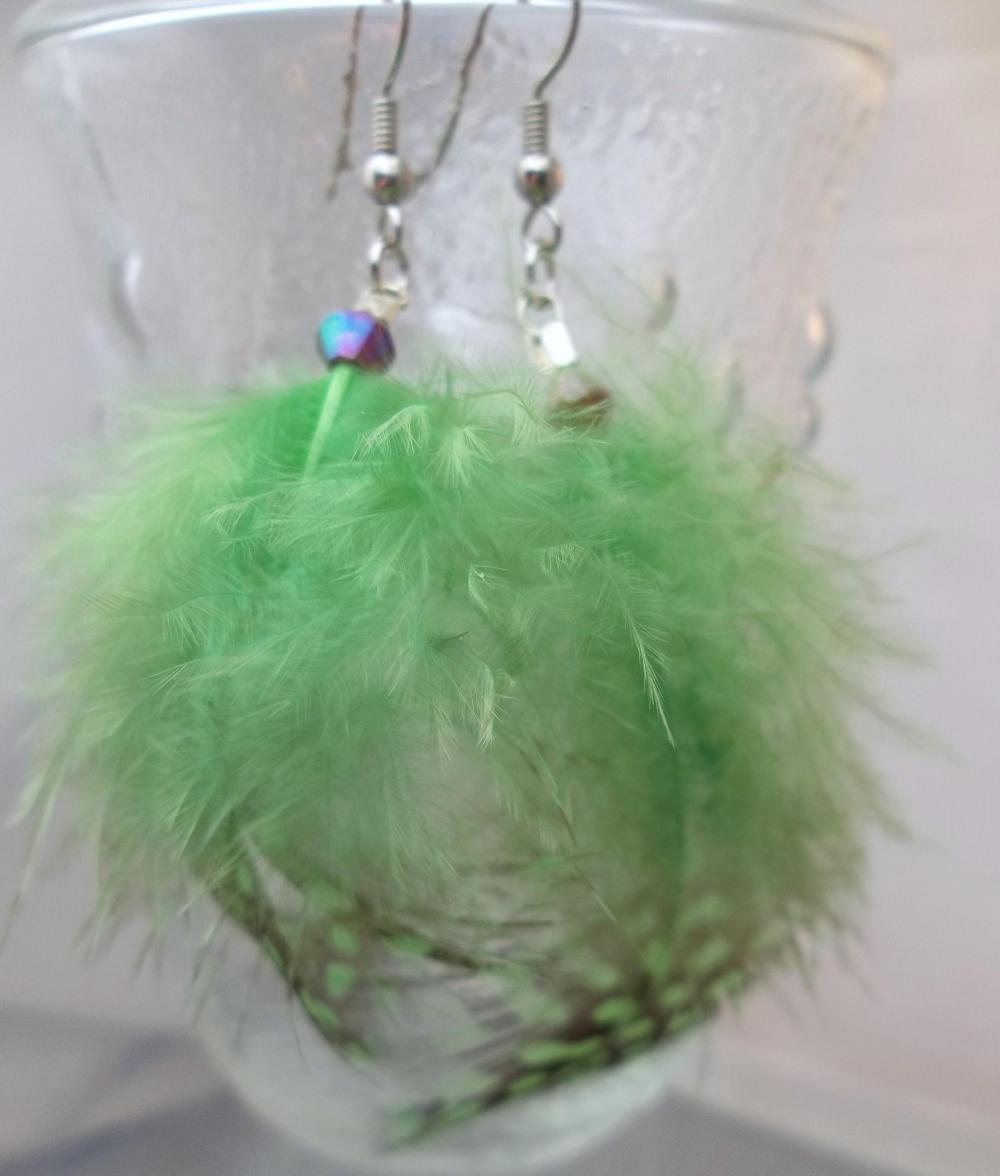 Green Neon Feather Earrings