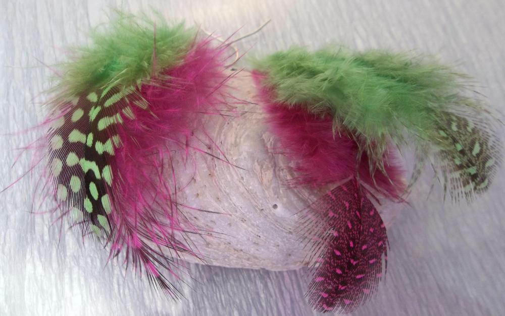 Bright Green And Hot Pink Feather Earrings on Luulla