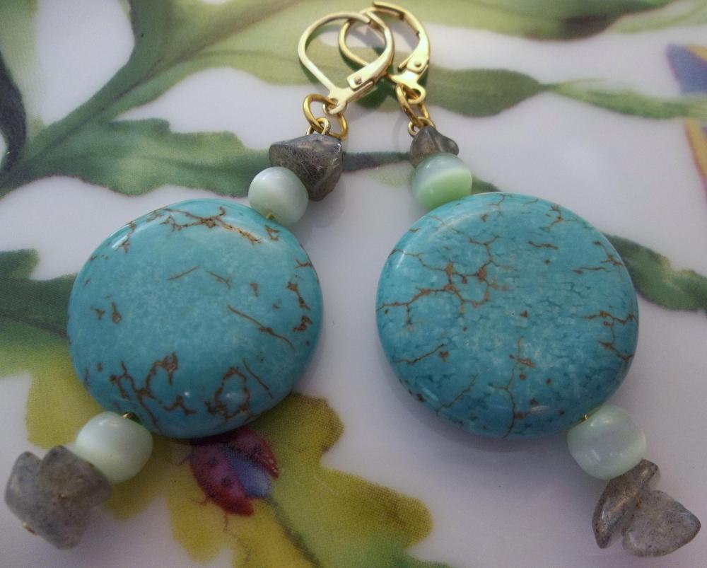 Turquoise And Fluorite Earrings