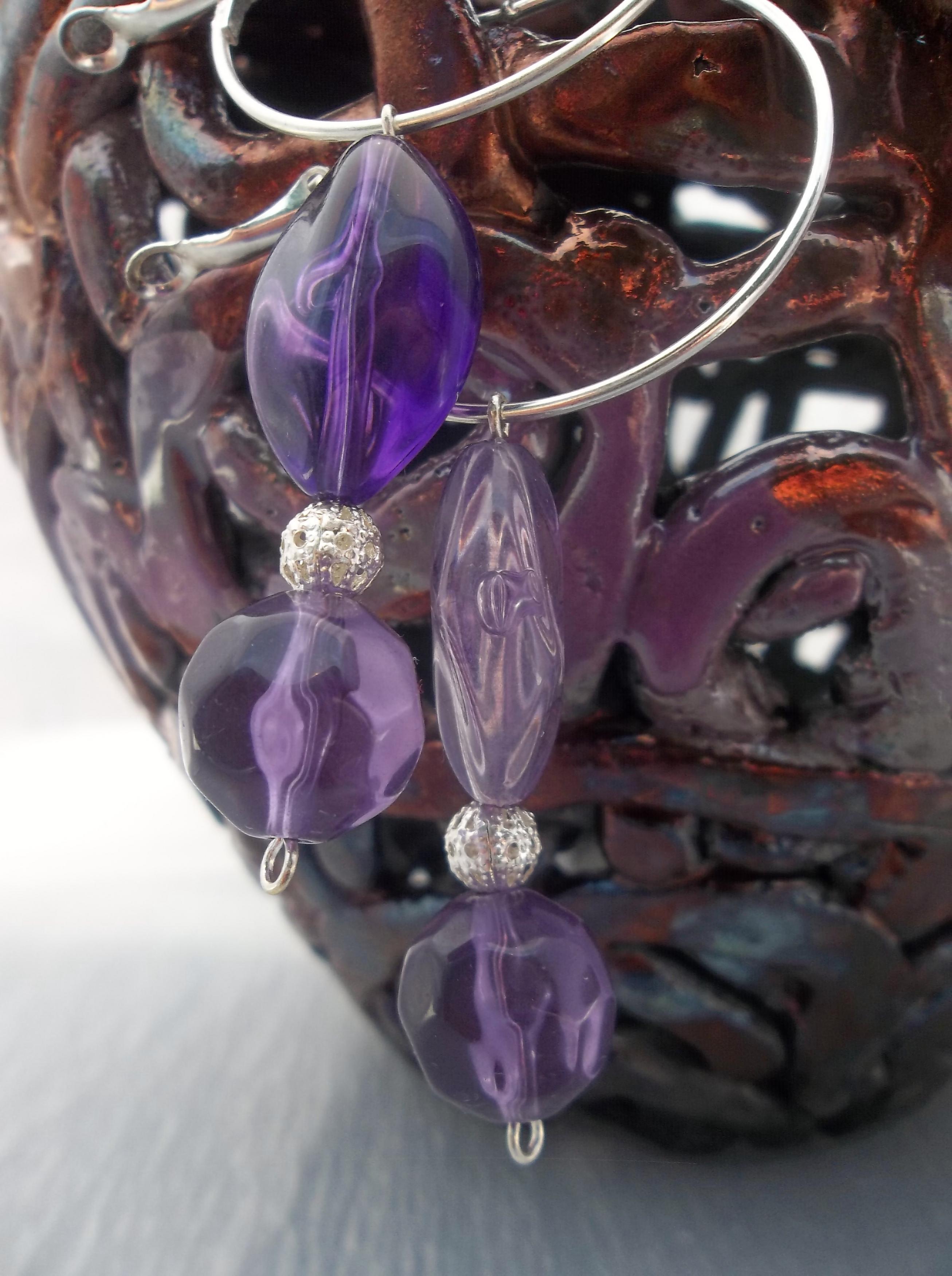 Pretty Purple Beaded Hoop Earrings On Luulla